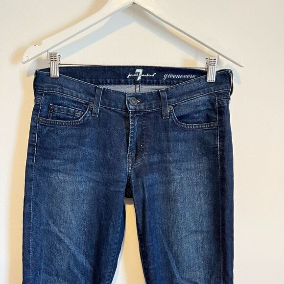 7 For All Mankind Gwenevere Blue Low Rise Skinny Jeans - Picture 3 of 6